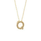 14K Solid Yellow Gold Initial Diamond Necklace