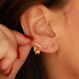 14K Solid Yellow Gold Micro Star Earrings