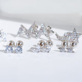 925 Sterling Silver CZ Lightning Bolt Screw Back Earrings