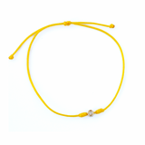 14K Solid Yellow Gold Bezel Diamond Cord Bracelet