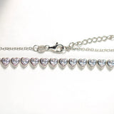 925 Sterling Silver CZ Adjustable Hearts Necklace