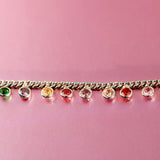 925 Sterling Silver CZ Cuban Italian Anklet