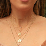 14K Solid Yellow Gold Bars Chain Necklace