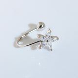 925 Sterling Silver CZ Flower Ear Cuff