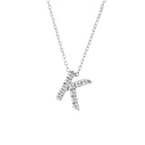 14K Solid White Gold Initial Diamond Necklace