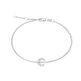 925 Sterling Silver Pave Diamonds Initial Bracelet