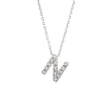 14K Solid White Gold Initial Diamond Necklace