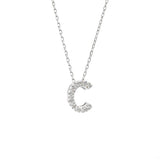 14K Solid White Gold Initial Diamond Necklace