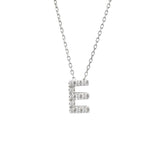 14K Solid White Gold Initial Diamond Necklace