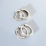 925 Sterling Silver Diamond Huggie Hoops