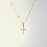 14K Solid Gold Diamond Cross Pendant