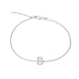 925 Sterling Silver Pave Diamonds Initial Bracelet