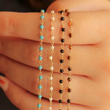 14K Solid Yellow Gold Genuine Stones Necklace