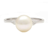 14K Solid Gold Pearl Solitaire with Diamonds