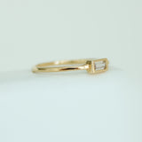 14K Solid Yellow Gold CZ Emerald Cut Bezel Ring