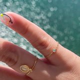 14K Solid Yellow Gold CZ Chain Ring