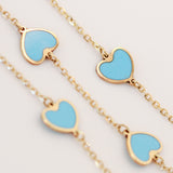 14K Solid Yellow Gold Multiple Hearts Necklace