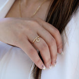 14K Solid Yellow Gold Peace and Love Charm Ring