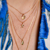 14K Solid Yellow Gold Shell Necklace