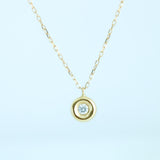 18K Solid Yellow Gold Diamond Bezel Necklace