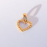 14K Solid Yellow Gold Beads Open Heart Pendant