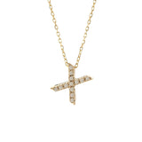 14K Solid Yellow Gold Initial Diamond Necklace
