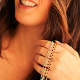 14K Solid Yellow Gold Genuine Stones Necklace