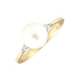 14K Solid Gold Pearl Solitaire with Diamonds