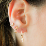 14K Solid Yellow Gold Cuban Link Semi Tube Hoops