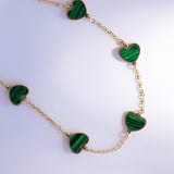 14K Solid Yellow Gold Multiple Hearts Necklace