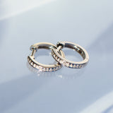 925 Sterling Silver Diamond Huggie Hoops