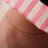 14K Solid Yellow Gold Anklet with Beads