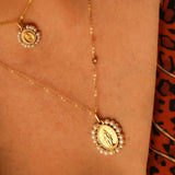 14K Solid Gold Lateral Bezel Diamond Necklace