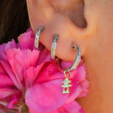 925 Sterling Silver Diamond Huggie Hoops