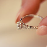 14K Solid White Gold .14 Oval Center Solitaire