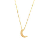 14K Solid Yellow Gold Adjustable Moon Necklace