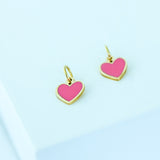 14K Solid Yellow Gold Mini Heart Custom Enamel Pendant