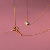 18K Solid Yellow Gold Diamond Emerald Necklace