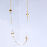 14K Solid Yellow Gold Multi Crosses Necklace