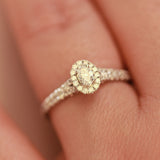 14K Solid White Gold .14 Oval Center Solitaire