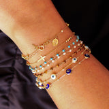 14K Solid Yellow Gold Genuine Stones Bracelet