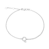 925 Sterling Silver Pave Diamonds Initial Bracelet