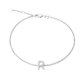 925 Sterling Silver Pave Diamonds Initial Bracelet