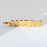 Customizable 14K Solid Yellow Gold AMOR Pendant