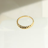 14K Solid Yellow Gold Croissant Ring