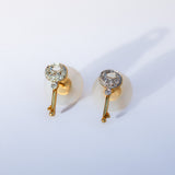 18K 2T Solid Gold Diamond Key Earrings