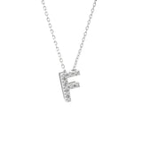 14K Solid White Gold Initial Diamond Necklace