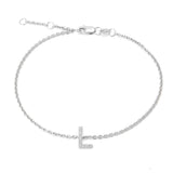 925 Sterling Silver Pave Diamonds Initial Bracelet