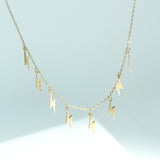 14K Solid Yellow Gold Lightning Bolt Charms Choker