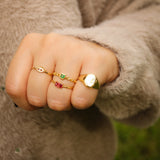 18K Solid Yellow Gold Precious Stones Ring – Timeless Luxury